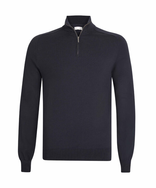 Pima Cotton 1/2 Zip – Stickad tröja med kort dragkedja herr