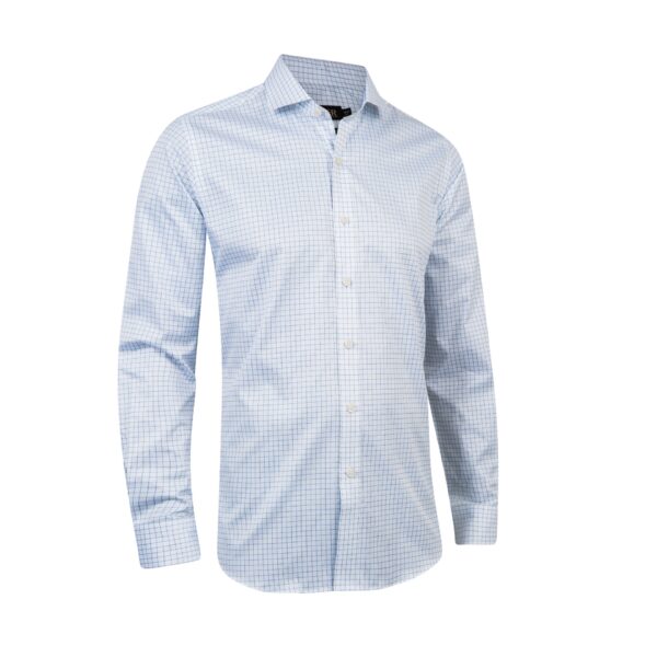 Two Ply White/Blue Check Business Shirt – Skjorta herr